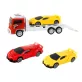   Lamborghini-szerű lendkerekes autószállító, 33x12 cm méretben.