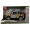 Katonai jeep hang- és fényhatással, lendkerekes, 23x14 cm.