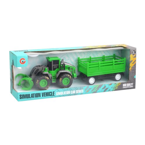 Traktor pótkocsival, saras kerekekkel, gyerekeknek.