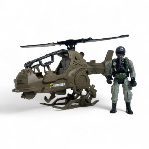 Katonai klt., helikopter, + fig., 28x17 cm dob.