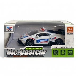   Fém rendőrautó hanggal, fénnyel, hátrahúzós, ajtónyitós.