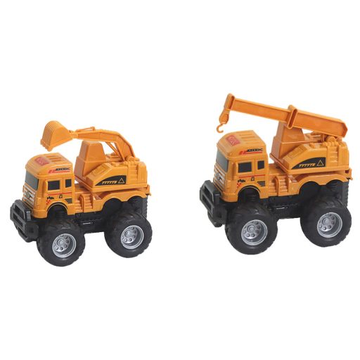 Két darab lendkerekes munkagép teherautó szett, 26x14 cm.