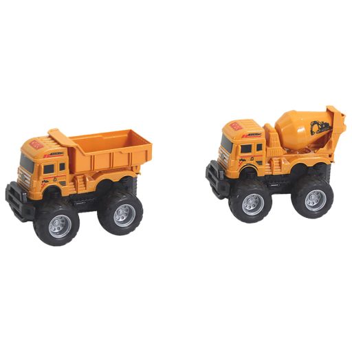 Két darab lendkerekes munkagép teherautó szett, 26x14 cm.