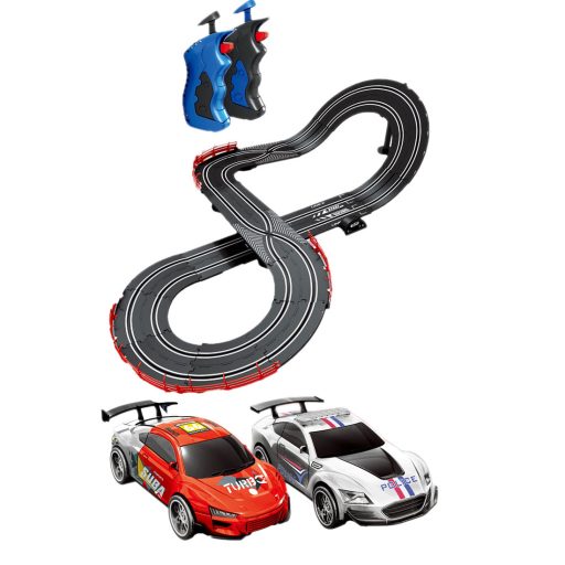 Távirányítós autópálya készlet 2 autóval és USB csatlakozóval.