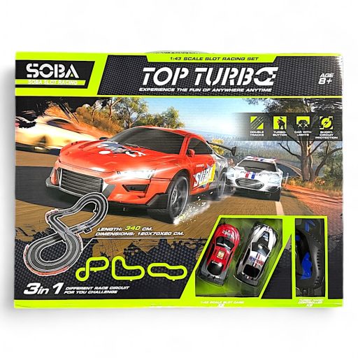 Távirányítós autópálya készlet 2 autóval és USB csatlakozóval.