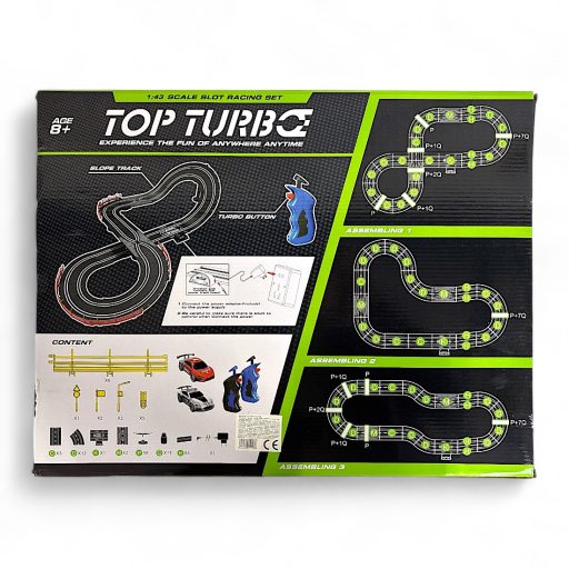 Távirányítós autópálya készlet 2 autóval és USB csatlakozóval.