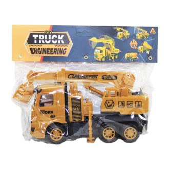   Teherautó játék munkagéppel és emelőkosárral, 23x11 cm.