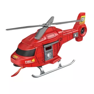   Helikopter, el., hang+fény, tűzoltósági, 24x13 cm dob. Gombel.