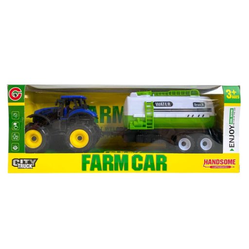 Traktor, hátul tartályos, lend., 2 szín, 29x11 cm dob.