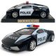 Lendkerekes Lamborghini stílusú rendőrautó, 26x11 cm méretben.