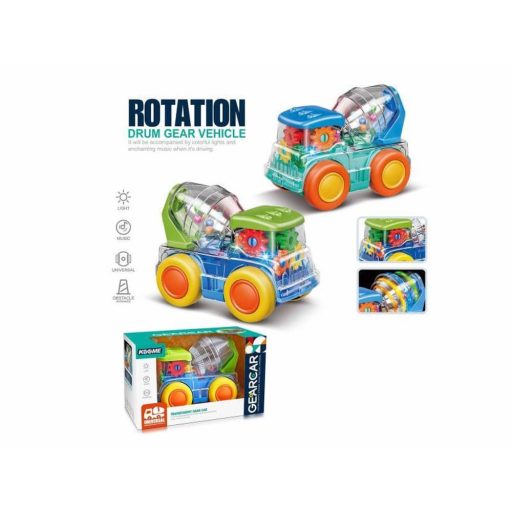 Teherautó hang- és fényhatásokkal, bolygókerékkel, betonkeverővel.