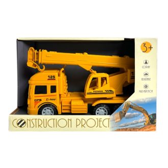 Teherautó, munkagépes, kampós, lend., 27x17 cm dob.