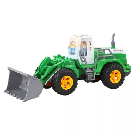 R/C traktor, el., hang-fény, fullfunkció, elöl szerk., 31x15 cm dob.