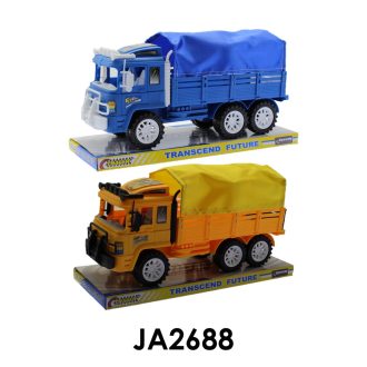   Ponyvás teherautó játék, lendkerekes, 32x18 cm, több színben.