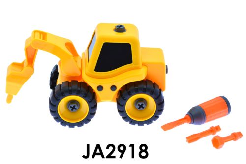 Szerelős munkagép markolóval, 19 cm, kreatív játék gyerekeknek.