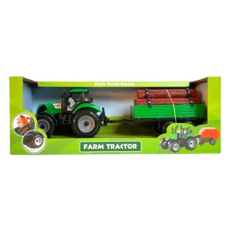  Traktor, hátul rönkszállító, lend., 2 szín, 31x12 cm dob.