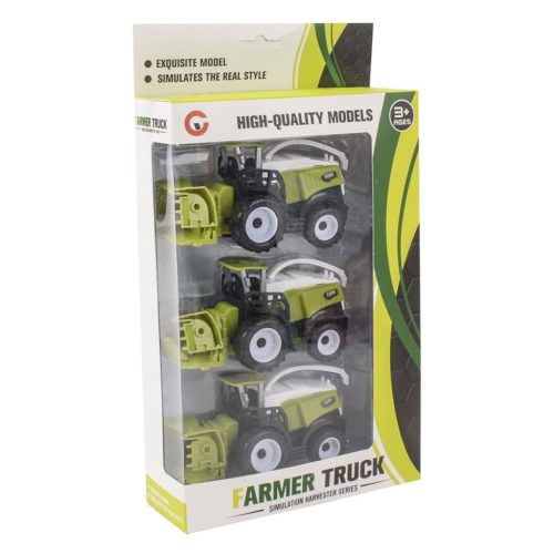 Traktor készlet 3 db-os, elöl szerelhető, lendkerekes játék.