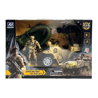 Katonai klt., motorcsónak, fig. + jármű, 25x17 cm dob.