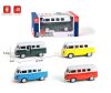 Fém VW busz, hátrahúzós, ajtónyitós, 3 szín, 13 cm.