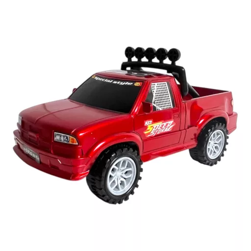 Autó, jeep, platós, lend., 2 szín, 24 cm, plf.