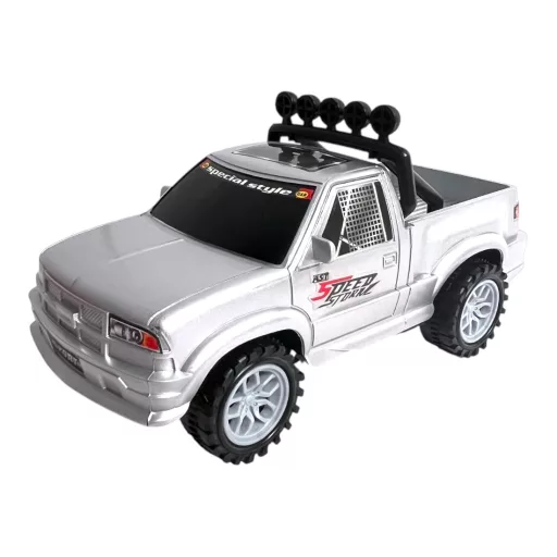 Autó, jeep, platós, lend., 2 szín, 24 cm, plf.
