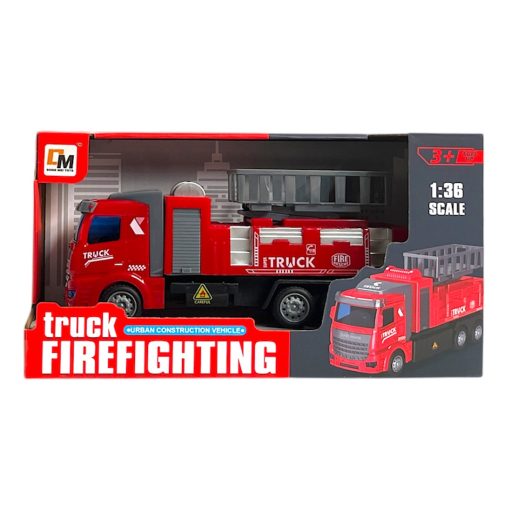 Tűzoltó autó, lend., 3 féle, 20 cm, 24x13 cm dob.