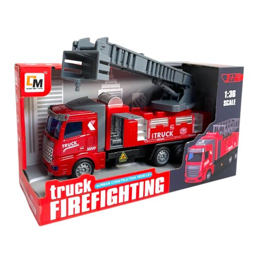 Tűzoltó autó, lend., 3 féle, 20 cm, 24x13 cm dob.