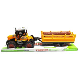 Traktor, hátul rönkszállító, lend., 52x16 cm plf.