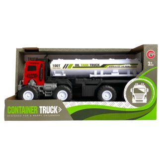  Teherautó, tartályos, el., igazi hang+fény, szabadonfutó, 2 szín, 22x11 cm dob. Gombel.