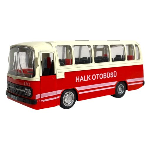 Fém busz, el., hang+fény, 15 cm, 3 szín, 12 db/disp. Gombel.