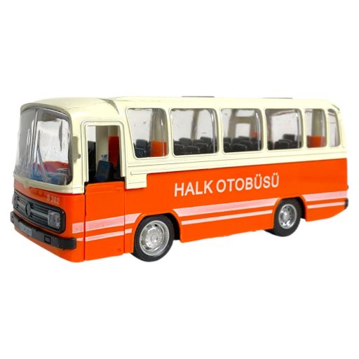 Fém busz, el., hang+fény, 15 cm, 3 szín, 12 db/disp. Gombel.