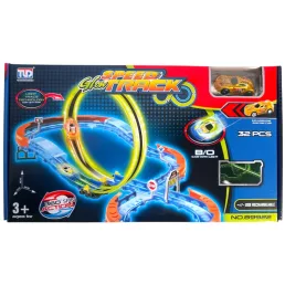   Autópálya, el., sötétben vil., USB töltős, 32 db-os, 45x25 cm dob.