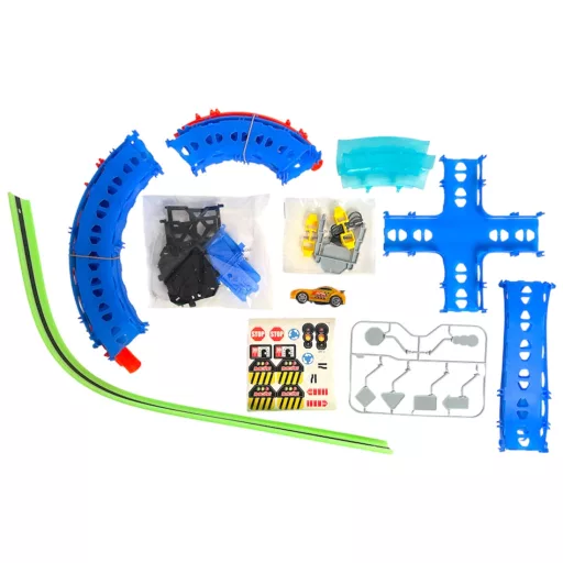 Autópálya, el., sötétben vil., USB töltős, 32 db-os, 45x25 cm dob.