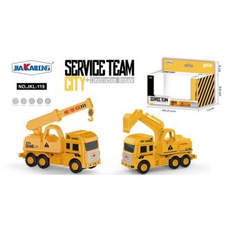   Teherautó, munkagépes, kampós/markolós, lend., 2 féle, 17x10+ cm dob.