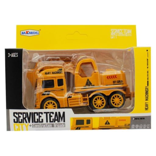 Teherautó, munkagépes, kampós/markolós, lend., 2 féle, 17x10+ cm dob.