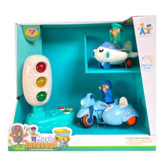   Bébi jármű klt., el., hang+ fény, motor, repülőgép,+ jelzőlámpa, 2 szín, 20x23 cm dob.