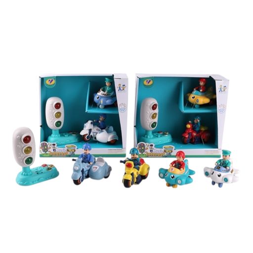 Bébi jármű klt., el., hang+ fény, motor, repülőgép,+ jelzőlámpa, 2 szín, 20x23 cm dob.