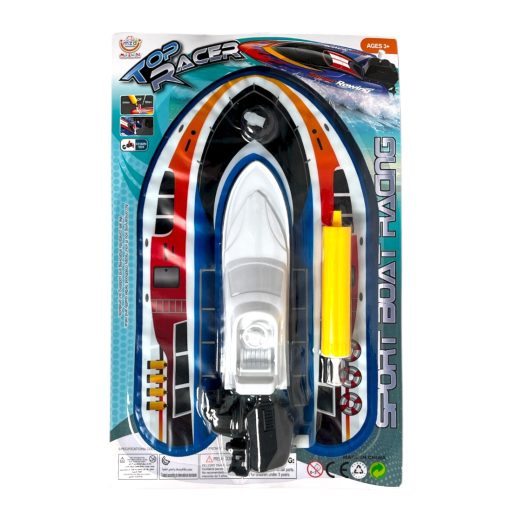 Motorcsónak, légpárnás, felfújós, +pumpa, 3 szín, 17x29 cm lapon