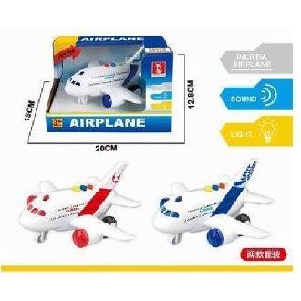   Repülőgép, el., hang+fény, lend., 2 szín, 20x13 cm dob. gombel.