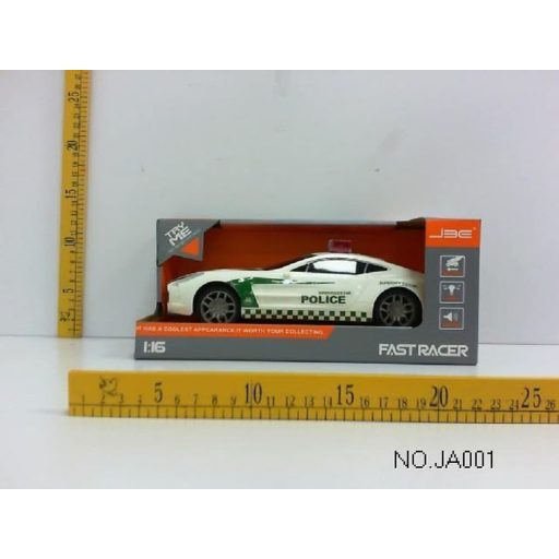 Rendőrautó hang- és fényhatásokkal, 28x12 cm, lendkerekes.