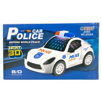   Rendőrautó, el., bolygókerekes, hang-utastér vil., 15x9 cm dob.