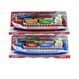   Konténerszállító hajó, 32x12 cm, hátrahúzható játék.
