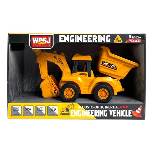 Munkagép, el., hang-fény, billencs, elöl-hátul szerk., lend.,3 féle, 30x19 cm dob. Gombel.