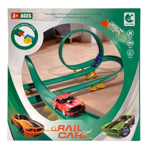 Autópálya klt., hurkos sín, 350 cm, + fém autó, 2 db, 25x25 cm dob.