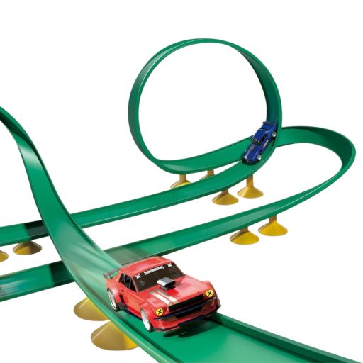 Autópálya klt., hurkos sín, 350 cm, + fém autó, 2 db, 25x25 cm dob.