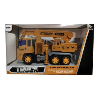   Teherautó munkagépes, lendkerekes, 24x14 cm méretű játék.