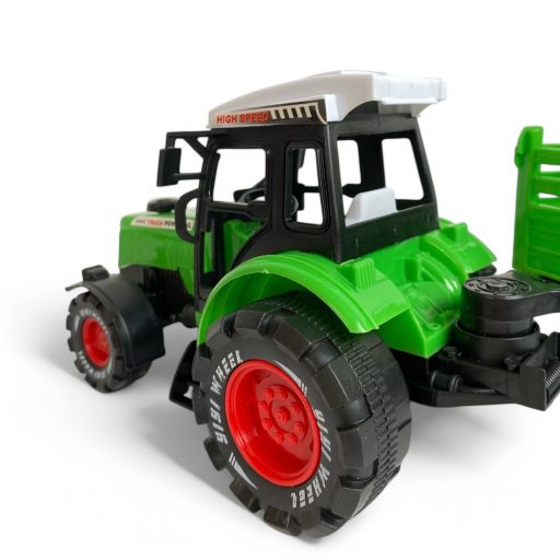 Traktor utánfutóval, 2 állatfigurával, 2 színben, 45x13 cm