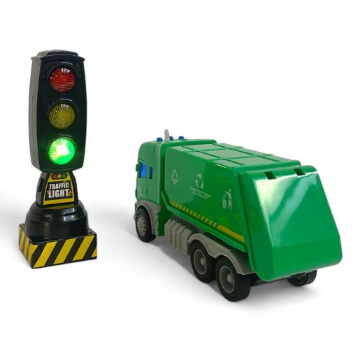 Kukasautó játék hang- és fényeffektekkel, lendkerekes, közlekedési lámpával.
