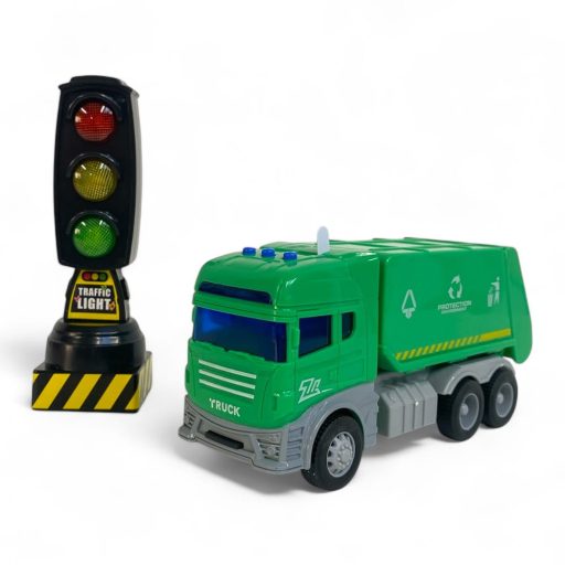 Kukasautó játék hang- és fényeffektekkel, lendkerekes, közlekedési lámpával.