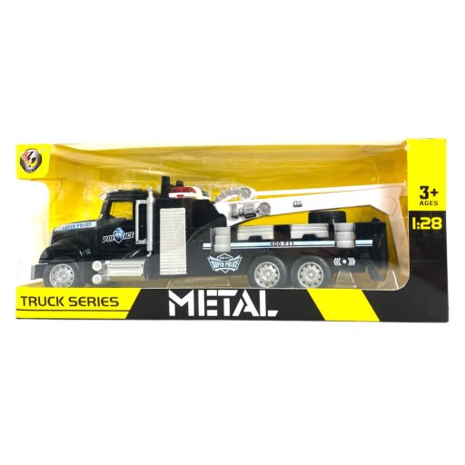 Fém teherautó, létrás, emelős, hátrah., 3 féle, 29x12 cm dob.